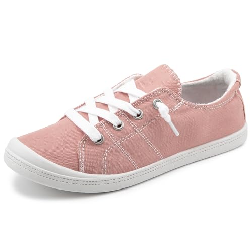 Image of Womens Slip On Shoes, Canvas Low Top Sneakers, Casual Classic Flat Shoes | Comfort Fashion Sneaker with Non Slip Rubber Outsole, Lightweight Tennis Shoes for Walking, Shopping, Picnic, Travel
