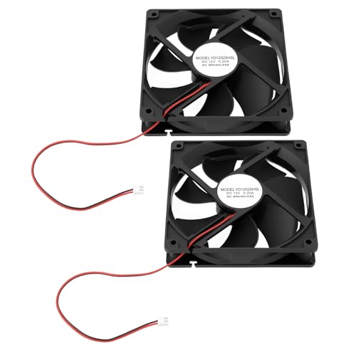 Be In Your Mind Ventiladores de Refrigeración de Turbina con Cojinetes en Miniatura de 12V Y 12025 CC 2 Unidades 120x120x25mm Sin Escobillas con Cojinetes Que Contienen Aceite 2 Pines con Terminal
