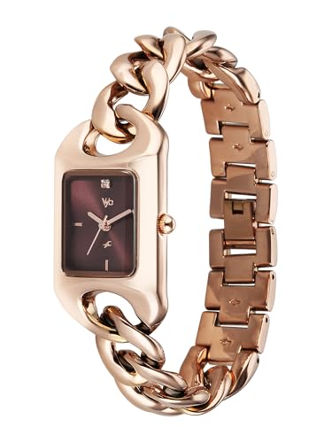 Image of Fastrack Vyb Prodigy with Quartz Analog Burgundy Dial Rose Gold Alloy Strap Watch for Girls - FV60125WM01W
