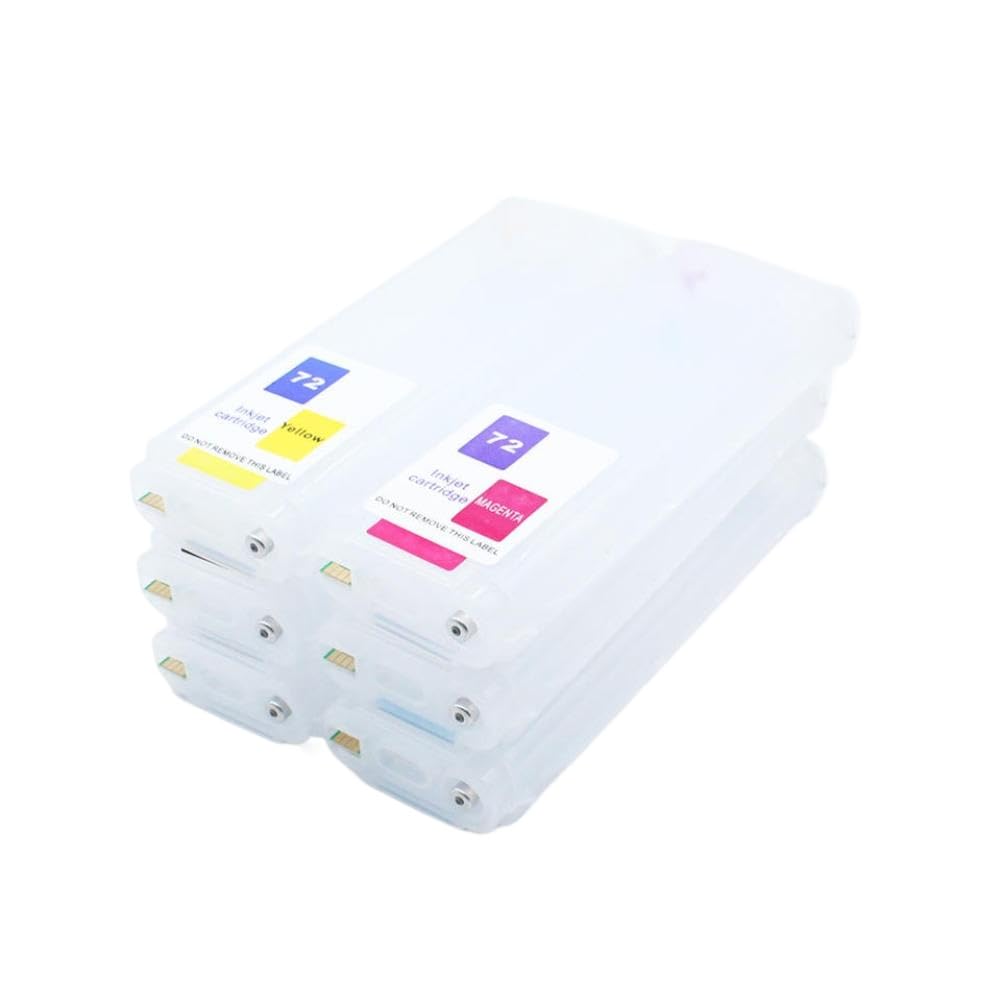 Juego de Cartuchos de Tinta Recargables vacíos de 280 ml, 6 Colores, Paquete de 72, Compatible con trazadores DesignJet T610 T620 T770 T790 T1100 T1120 T1200 T1300 T2300