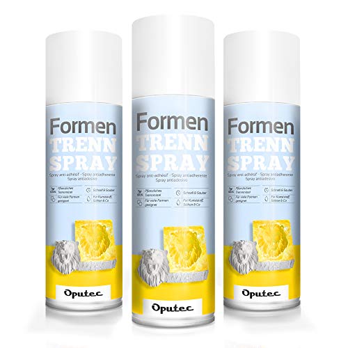 Oputec 3 x 500ml Spray de démoulage pour Les Applications créatives : Agent de démoulage avec Effet Anti-adhérent pour moules en Plastique, moules en Silicone, béton créatif - Made in Germany