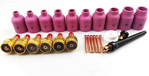 25pcs TIG Accessories Kit Large Alumina Nozzles 54N63 Gas Lens Gasket Back Cup Caps For Welding Torch WP17/18/26 PTA DB SR Series