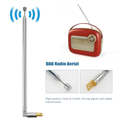 VooGenzek 2 PCS 100cm 7 Section Replacement Telescopic Aerial Antenna, DAB FM Antenna Replacement, Portable Radio Antenna - Image 3