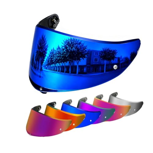 Image of PSLER Shatterproof Motorcycle Helmet Visor for K6 K6s,Deep Blue | Impact-Resistant ,UV400 Protection, Tinted Face Shield for K6 K6s,Helmet Accessories Replacement