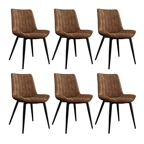 SJIALEN Modern Dining Chairs Set of 6, with Metal Legs PU Leather Seat Backrests Chairs Leisure Living Room Kitchen Counter Chairs Kitchen Chair (Color : Orange, Size : 45x43x84cm)