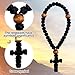Pndeyo Handmade 33 Knot Prayer Rope, Traditional Christian Orthodox Greek Russian Komboskoini Prayer Rope, Blessed Cross Car Hanging Charms- Black