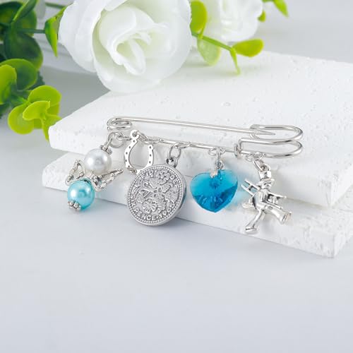 Image of Something Blue Gifts for Bride to Be Bridal Shower Gifts Charm Wedding Pin for Her Wedding Keepsake Brooch