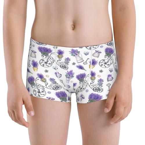 Boys' Cotton Boxer Brief Soft Underwear-Lavender Bicycle