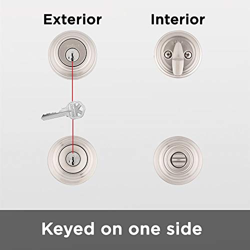 Kwikset Cameron Keyed Entry Door Knob And Single Cylinder Deadbolt Combo Pack With Microban Antimicrobial Protection Featuring Smartkey Security In Satin Nickel #TOP2