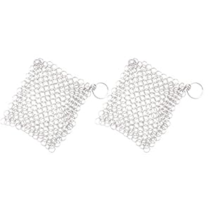 Happyyami 2Pcs Gietijzeren Chainmail Scrubber Gietijzeren Cleaner Rvs Mesh Schuursponsje Voor Pot Pannen Koekenpannen…