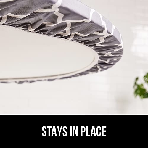 Gorilla Grip Ironing Board Cover And Vinyl Round Tablecloth, Iron Pad Covers Size 15X54 In Quatrefoil Heavy Duty, Table Cloth Size 44 Inch In Quatrefoil Gray Color, 2 Item Bundle #TOP6