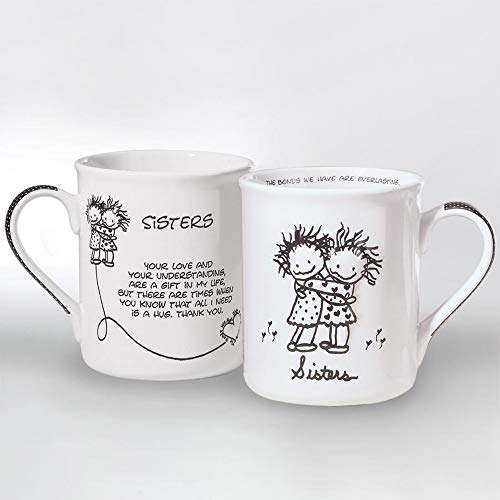 Enesco Children of the Inner Light Sisters Hugging Stoneware Gift Mug, 16 oz.