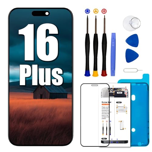 for iPhone 16 Plus Screen Replacement 6.7 inch LCD Display Touch Screen Digitizer Assembly with Repair Tools Set Compatible with Model A3290 A3082 A3289 A3291