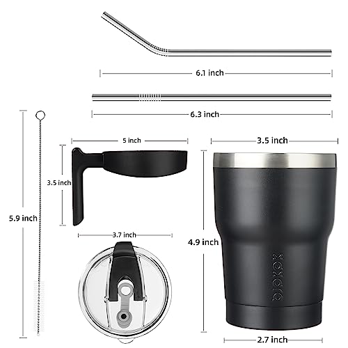 Image of BJPKPK 10 oz Mini Tumbler with Lid, Straw & Handle, Insulated Steel Cup