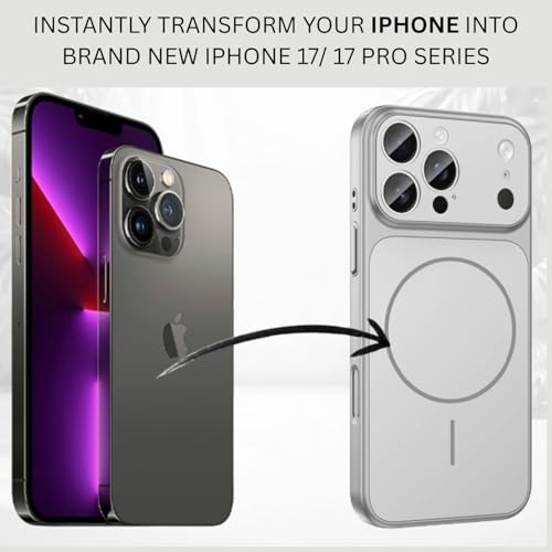 Image of Converter Case for iPhone 11 Pro Max | Premium Protective Mag-Safe Cover | iPhone 17 Pro / iPhone17 Pro Max Series Style Design | in-Built Camera Guard | Wireless Charging Compatible (Silver)