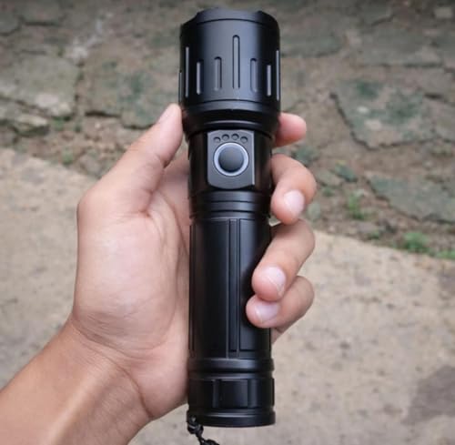 Image of M981 Heavy Duty Metal Torch | 150W High Brightness LED | Rechargeable 2400mAh Battery | Zoomable Focus | Type-C Fast Charging Torch for Night & Outdoor