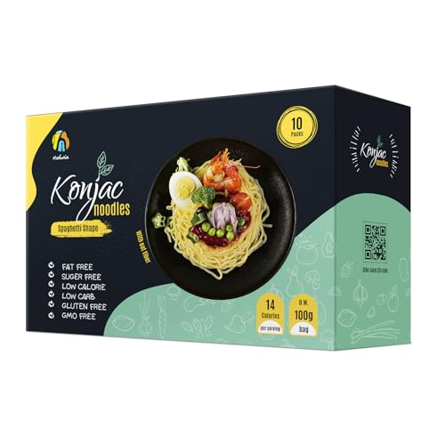 Hethstia Shirataki Konjac Spaghetti Pasta – 10-Pack, Vegan, Oat Flavor, Low Calorie, Gluten-Free, Fat-Free, Keto Friendly, Low Carb, Healthy Diet, Holiday Food Gift Oat Spaghetti 10 pcs