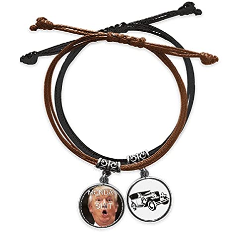 Bracelet Trump en cuir et corde de minibus pour homme fan d humour politique