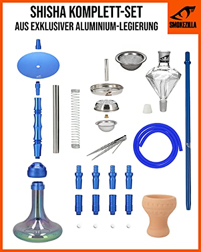 Smokezilla® MINYA 4S 4-Schlauch-Set Shisha | Die irisierende Regenbogen Shisha ! (Blau Rainbow) – Bild 3