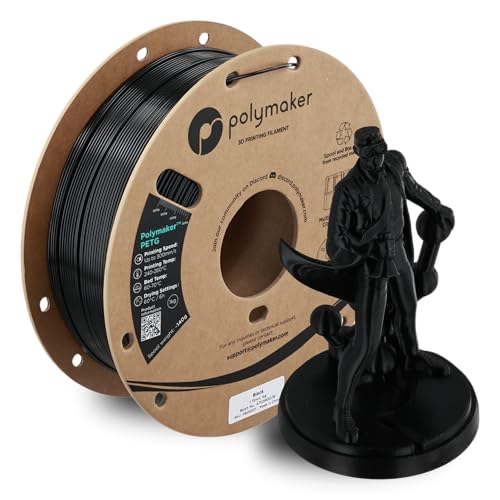 Polymaker PETG Black 3D Printer Filament 1.75mm 1KG, High Flow & High Strength, Fast Printing up to 300mm/s, Excellent Layer Adhesion, Warp Free, Ideal for Prototypes & Functional Parts
