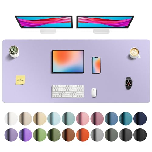 Image of Aothia Faux Leather Desk Mat - Non-Slip PU Leather Desk Blotter, Waterproof Writing Surface, Large Desk Pad for Office & Home (Lavender, 55 inch x 24 inch)