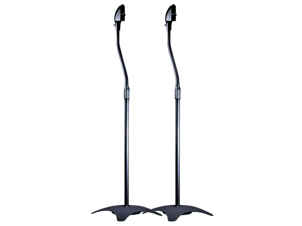 Monoprice Satellite Speaker Floor Stands - Black (Pair) Supports Up to 5 Lbs. Each, Height Adjustable (26.8 to 43.3 Inches)