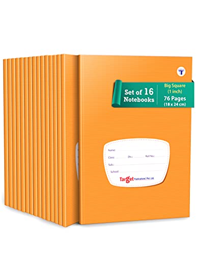 Image of WOODSNIPE Soft Brown Cover Big Maths Square Ruled Notebooks | Square 1 inch | 76 Pages A5 Size |18 cm x 24 cm Approx |Pack of 16 Books | GSM 58