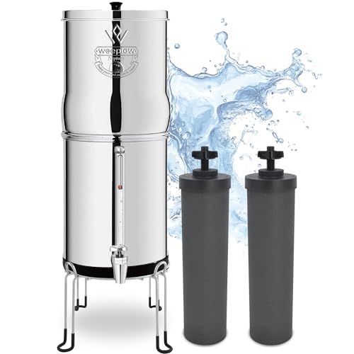 Weeplow® Neptune - Système de Filtration d'Eau par Gravité 11 Litres AISI 304 avec 2 Eléments...