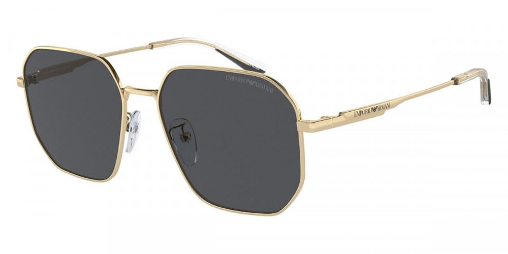 Emporio Armani EA2154D 301387 57MM Shiny Pale Gold/Dark Grey Pilot Sunglasses for Men +Bundle with Accessory Eyewear Kit