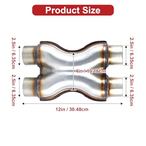 Universal 2.5-Inch Stainless Steel Exhaust X-Pipe - Image 3