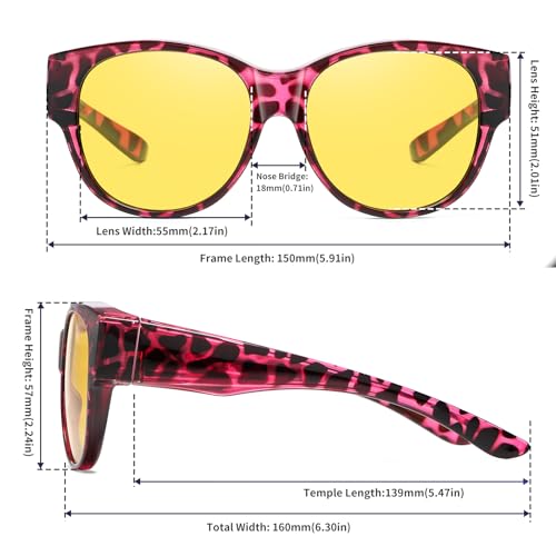 Image of GEGURI Polarized Sunglasses Fit Over Glasses for Men Women, Oversized Square Sun Glasses UV400 Protection Shades