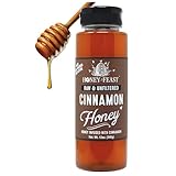 HONEY FEAST Organic Cinnamon Honey - Raw and Cold Packed - 12 Ounces - Small Batch Beekeeper Honey