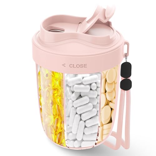 Image of Pill Dispenser with 7 Large Compartments - Portable Pill Organizer for Travel