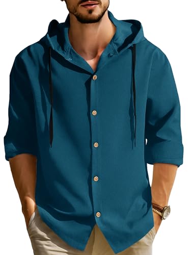 Image of Noble Monk Men's Relax Fit Hooded Shirt || Casual Wear for Men || Full Sleeve Shirts || Stylish Shirt for Men