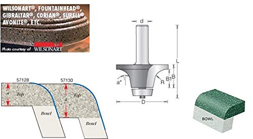 Amana Tool Carbide Tipped Bowl & Tray Router Bit - 1/8" Radius, 1/2" Dia, 1/4" Shank (45981) - View #3