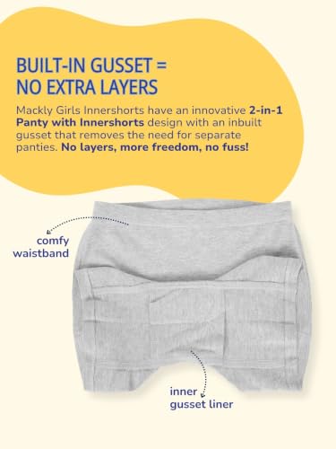 Image of mackly Girls Inner Shorts (Pack of 4) | 2-in-1 Seamless Panty Shorts with Gusset | Soft Breathable Base Layer for Dresses, Skirts