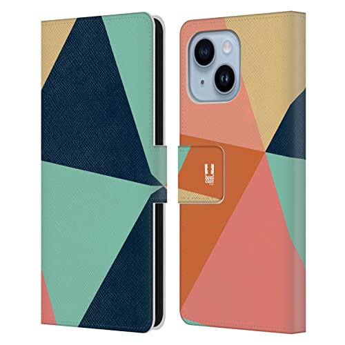 Étui portefeuille iPhone 14 Plus Head Case coque design géométrique chic en cuir