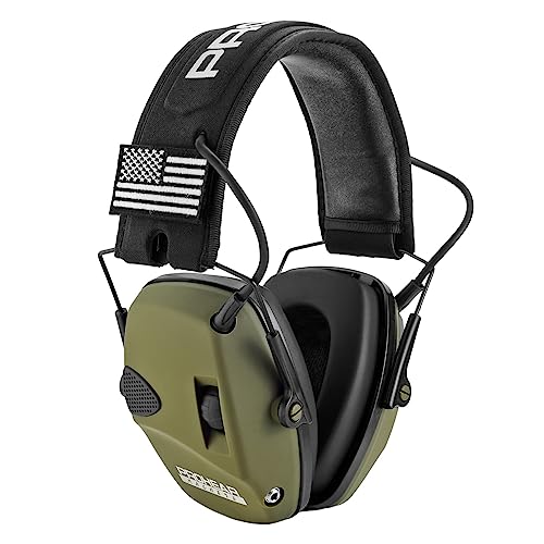 PROHEAR Electronic Ear Protection for Shooting with 4X Sound Amplification, Gun Range Hearing Protection Muffs, NRR 23dB Noise Reduction Headphones for Hunting, Green
