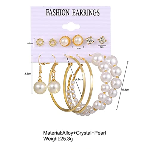 Plated Toned Pearl Earrings Combo Set