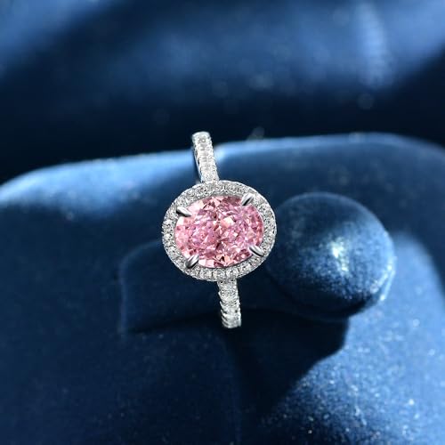 2 Carat Oval Cut Pink Moissanite Engagement Ring in 14K Solid Gold over S925 Sterling Silver, A Romantic Jewelry Piece, A Splendid Gift for A Special Lady3
