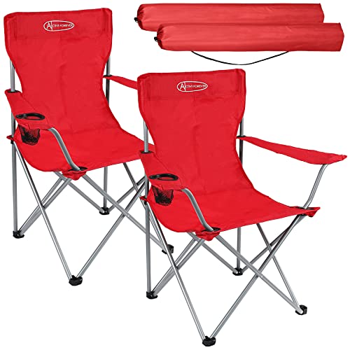 ACTIVE FOREVER Juego de 2 sillas de camping plegables (rojo) Cover