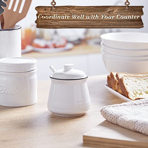 image for DAYYET Sugar Bowl with Lid and Spoon, 12 oz Ceramic Sugar Bowl with Sp