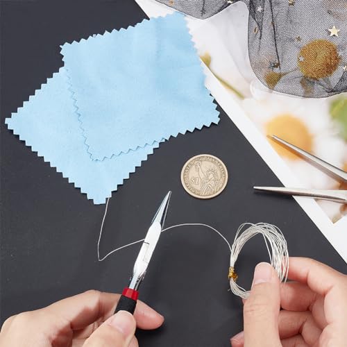 Beebeecraft 29 Gauge/0.3mm 925 Sterling Silver Wire 3M Dead Soft Round Craft Jewelry Wire with 2Pcs Suede Polishing Cloth for Wire Wrap DIY Jewellery Bracelets Earrings Making - Image 3