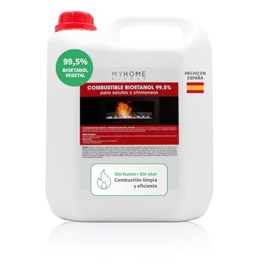 Bioetanol 99,5% Origen Vegetal 5 litros Myhome. Sin Olor ni Humo, para Estufas y chimeneas.