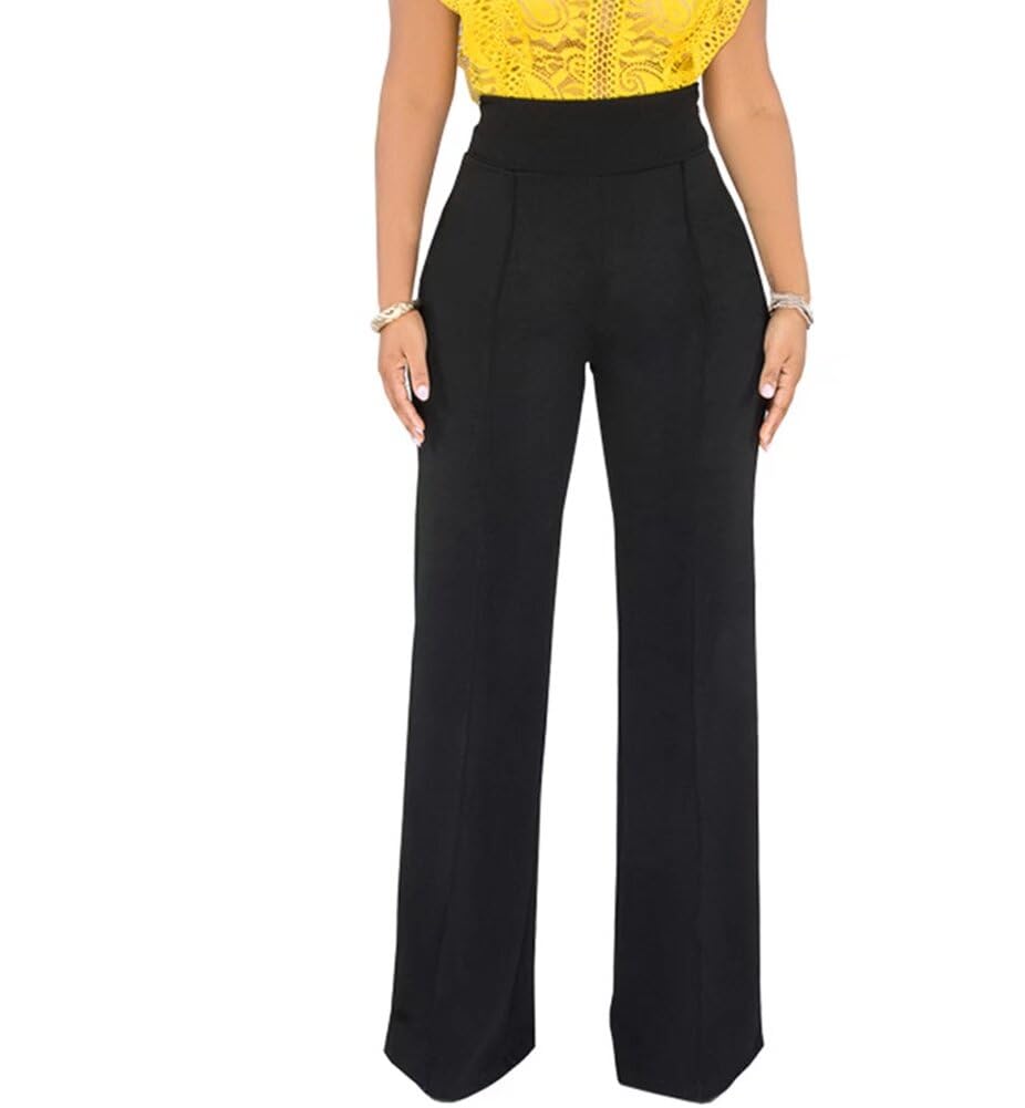 Women Stretchy Straight Leg Dress Pants Comfy Solid Classic High Waisted Wide Leg Long Bootcut Pant Slacks Work