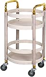 Carrito de Servicio de Lujo de Acero Inoxidable con Madera Maciza para Bares y restaurantes. Carrito de Dos Niveles para Servicio de Vino, Catering y Cocina.