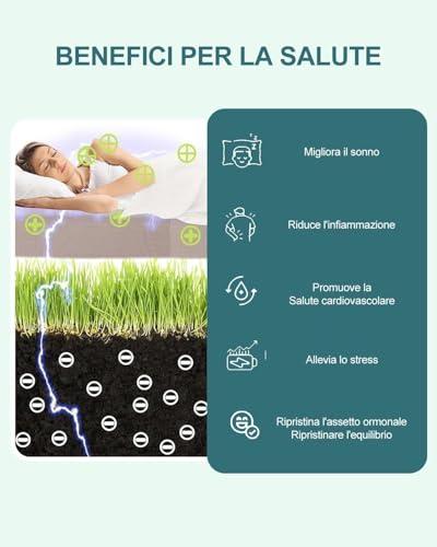 CkeyiN Pro Erdungsmatte für Bett, Verbesserung der Schlafqualität mit erdungslaken, Grounding Bed Sheet zur Erhöhen Sie die Energie, Grounding Mat 68 * 198cm, Schwarz