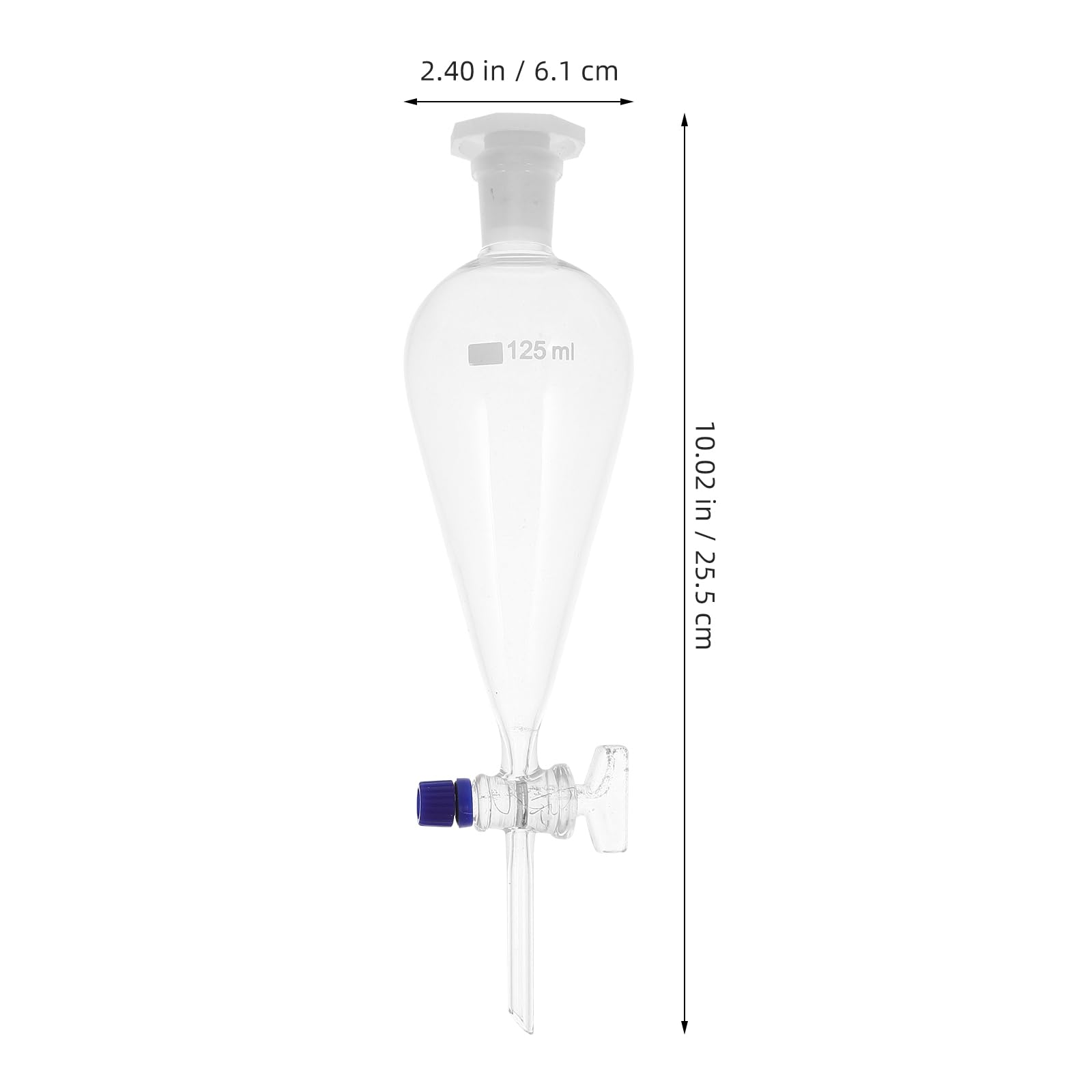 iplusmile Ampoule À Décanter, Séparateur en Verre Borosilicaté Verre En Forme de Poire Ampoule À Décanter Entonnoir pour Laboratoire de Chimie Accessoire Transparent, 125Ml