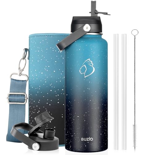 Image of BUZIO Triple Wall Vacuum Water Bottle with Dust-Proof Straw & Spout Lids