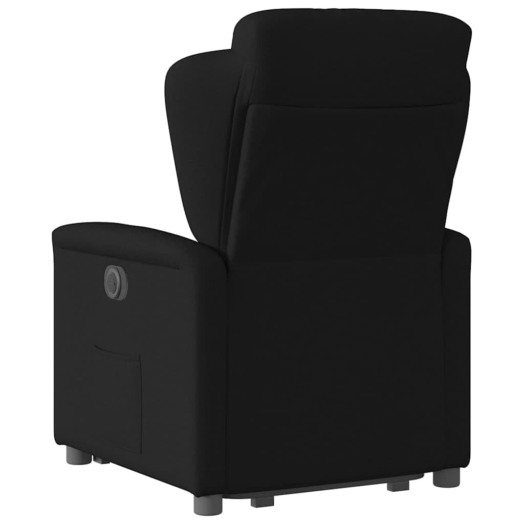 Sillón elevador reclinable eléctrico negro de tela con función de elevación y reclinación automática a 135 grados para un asiento cómodo y estable